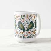 Scandinavian Folk Art Birds and Floral Pattern Mug Koffiemok (Voorkant rechts)