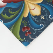 Scandinavian Folk Art Blue Floral Pattern Fleece Deken (Hoek)
