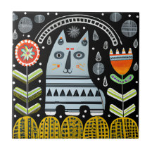 Scandinavian Folk Art Cat Garden