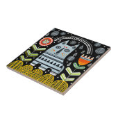 Scandinavian Folk Art Cat Garden Tegeltje (Zijkant)