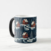 Scandinavian Folk Art Cozy Winter Cabin Mug Magische Mok (Voorkant links)