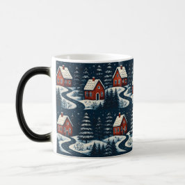 Scandinavian Folk Art Cozy Winter Cabin Mug Magische Mok