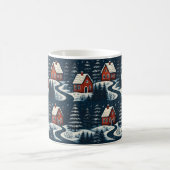 Scandinavian Folk Art Cozy Winter Cabin Mug Magische Mok (Center)
