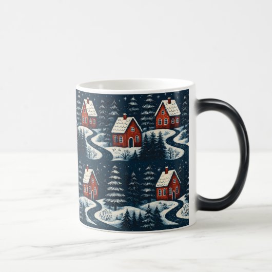 Scandinavian Folk Art Cozy Winter Cabin Mug Magische Mok (Rechts)