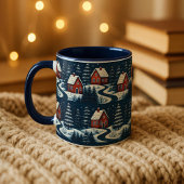 Scandinavian Folk Art Cozy Winter Cabin Mug Mok