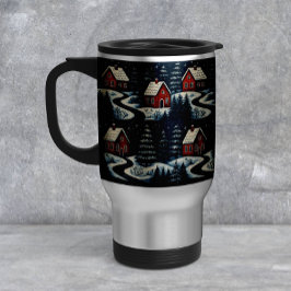 Scandinavian Folk Art Cozy Winter Cabin Mug Reisbeker