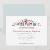 Scandinavian Folk Art Dala Horse Rehearsal Dinner Kaart (Voorkant / Achterkant)