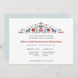 Scandinavian Folk Art Dala Horse Rehearsal Dinner Kaart