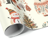 Scandinavian Folk Art Festive Holiday Cadeaupapier (Rol Hoek)