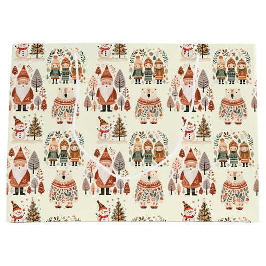 Scandinavian Folk Art Festive Holiday Groot Cadeauzakje (Voorkant)