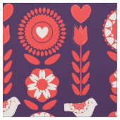 Scandinavian Folk Art Floral Pattern Stof (Close Up)