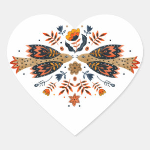 Scandinavian Folk Art Hart Sticker