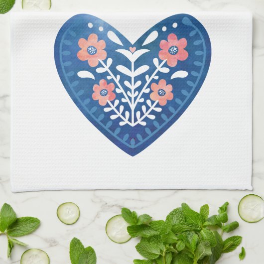 Scandinavian Folk Art Kitchen Towel Theedoek (Gevouwen)