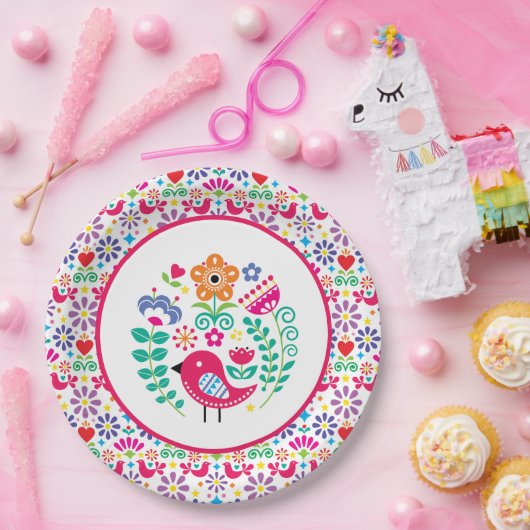 Scandinavian Folk Art Papieren Bordje (Feest)