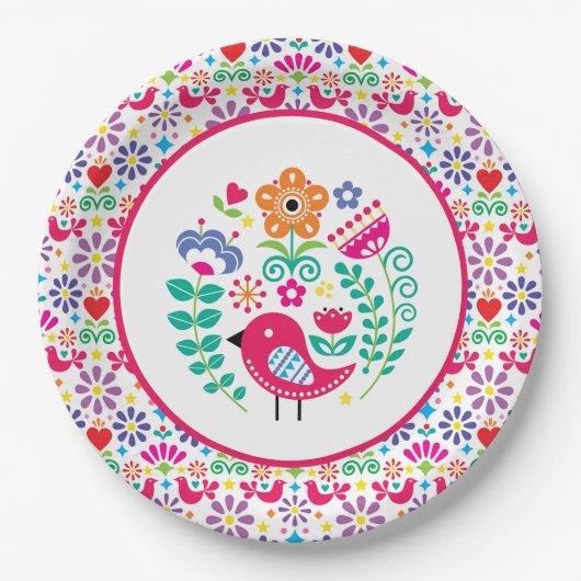 Scandinavian Folk Art Papieren Bordje (Voorkant)