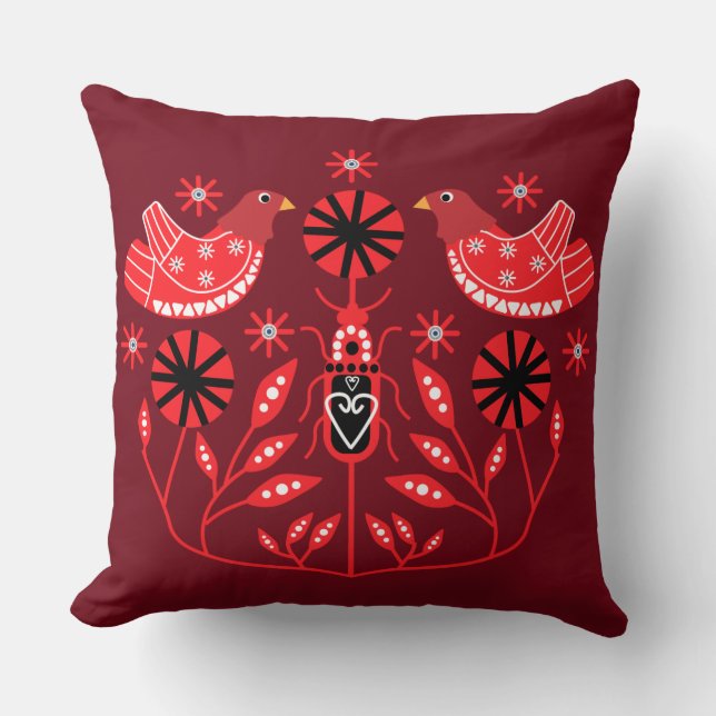 Scandinavian Folk Art Prints | Noordse Decor Fleec Kussen (Voorkant)