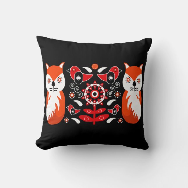 Scandinavian Folk Art Prints | Noordse Decor Fleec Kussen (Voorkant)