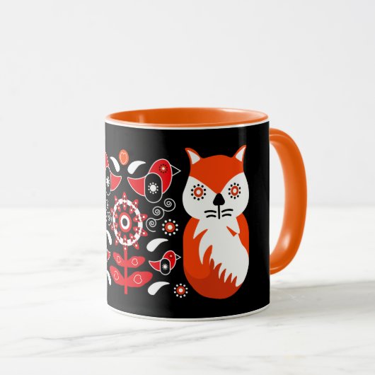 Scandinavian Folk Art Prints | Noordse Decor Fleec Mok (Voorkant rechts)