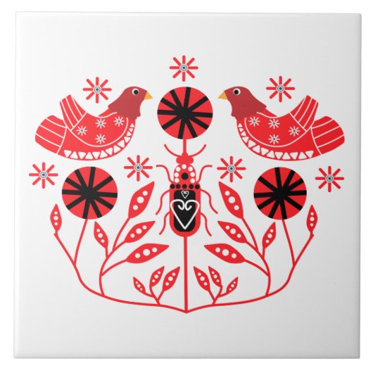 Scandinavian Folk Art Prints | Noordse Decor Fleec Tegeltje (Voorkant)