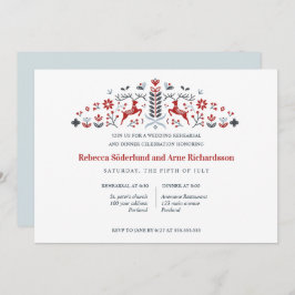 Scandinavian Folk Art Reindeer Rehearsal Dinner Kaart