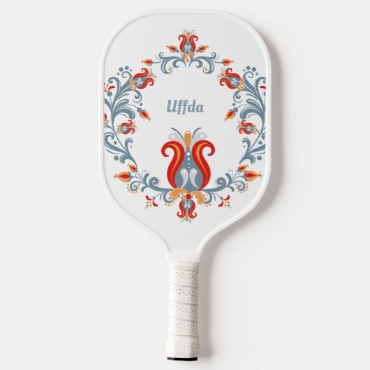Scandinavian Folk Art Rosemaling | Uffda Pickleball Paddle (Achterkant)