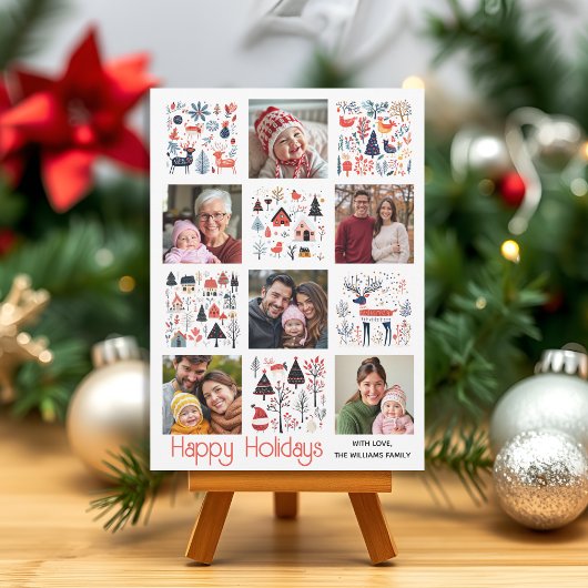 Scandinavian folk art six photo collage Christmas Feestdagenkaart