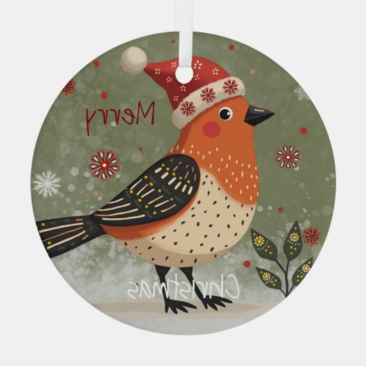 Scandinavian Folk Art style  Glas Ornament (Achterkant)