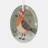 Scandinavian Folk Art style Glas Ornament (Voorkant links)