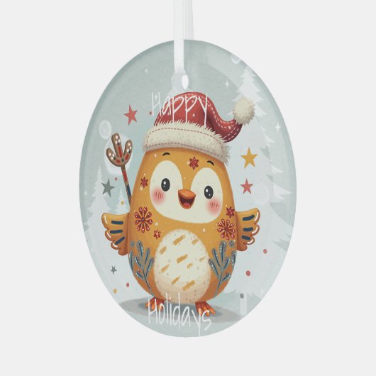 Scandinavian Folk Art Style Glas Ornament (Voorkant links)