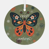 Scandinavian Folk Art Style Glas Ornament (Achterkant)