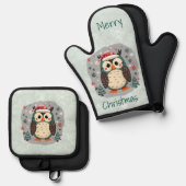 Scandinavian Folk Art Style Ovenwant & Pannenlap Set (Voorkant / Achterkant)