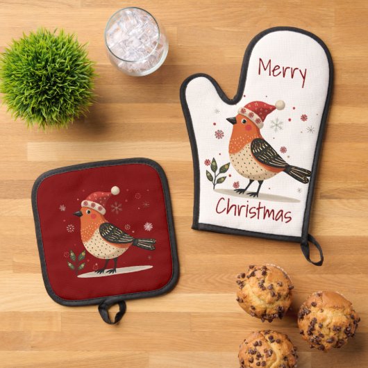 Scandinavian Folk Art style  Ovenwant & Pannenlap Set (Top down)