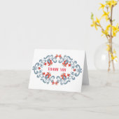 Scandinavian Folk Art Thank You Kaart (Gele Bloem)