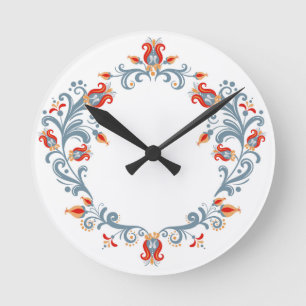 Scandinavian Folk Art Velkommen Clock Ronde Klok