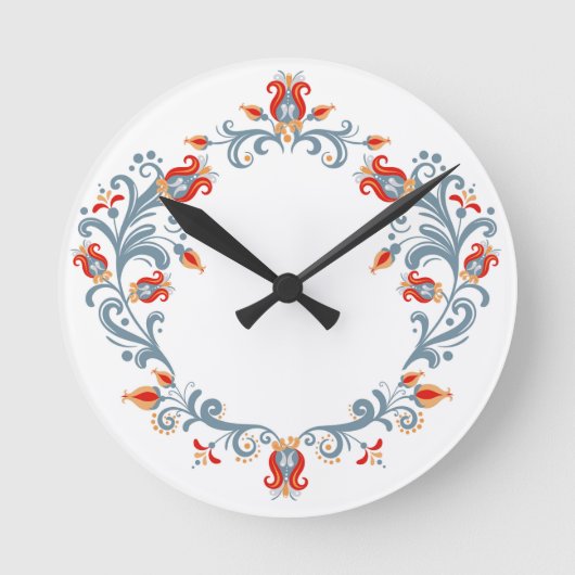 Scandinavian Folk Art Velkommen Clock Ronde Klok (Voorkant)