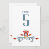 Scandinavian Folk Art Velkommen Table Number Kaart (Voorkant / Achterkant)
