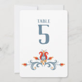 Scandinavian Folk Art Velkommen Table Number Kaart (Achterkant)