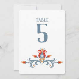 Scandinavian Folk Art Velkommen Table Number Kaart