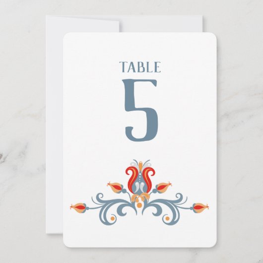 Scandinavian Folk Art Velkommen Table Number Kaart (Voorkant)