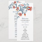 Scandinavian Folk Art Wedding Programme Kaart (Voorkant / Achterkant)