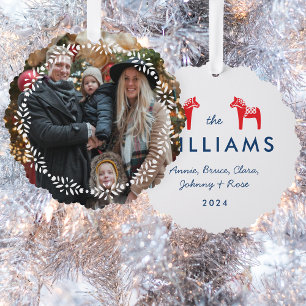 Scandinavian Folk Dala Horse Christmas Ornament Kaart