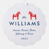 Scandinavian Folk Dala Horse Christmas Ornament Kaart (Achterkant)