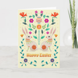 Scandinavian Folk Easter Bunnies Kaart