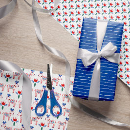 Scandinavian Folk Hand Drawn kerstpatronen Inpakpapier Vel