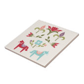 Scandinavian Folk Horses Pattern Tegeltje (Zijkant)