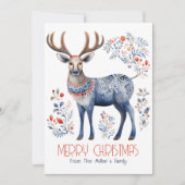 Scandinavian Folk Reindeer Christmas Party Invite Kaart (Voorkant)