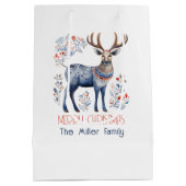 Scandinavian Folk Reindeer Christmas Party Suplies Medium Cadeauzakje (Achterkant)