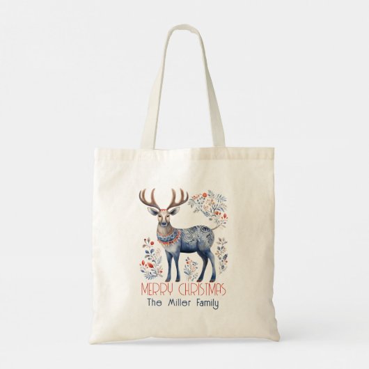 Scandinavian Folk Reindeer Christmas Party Suplies Tote Bag (Achterkant)