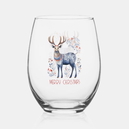 Scandinavian Folk Reindeer Christmas Party Suplies Wijnglas Zonder Voet (Voorkant)