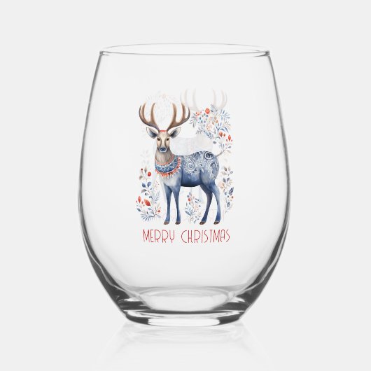 Scandinavian Folk Reindeer Christmas Party Suplies Wijnglas Zonder Voet (Achterkant)